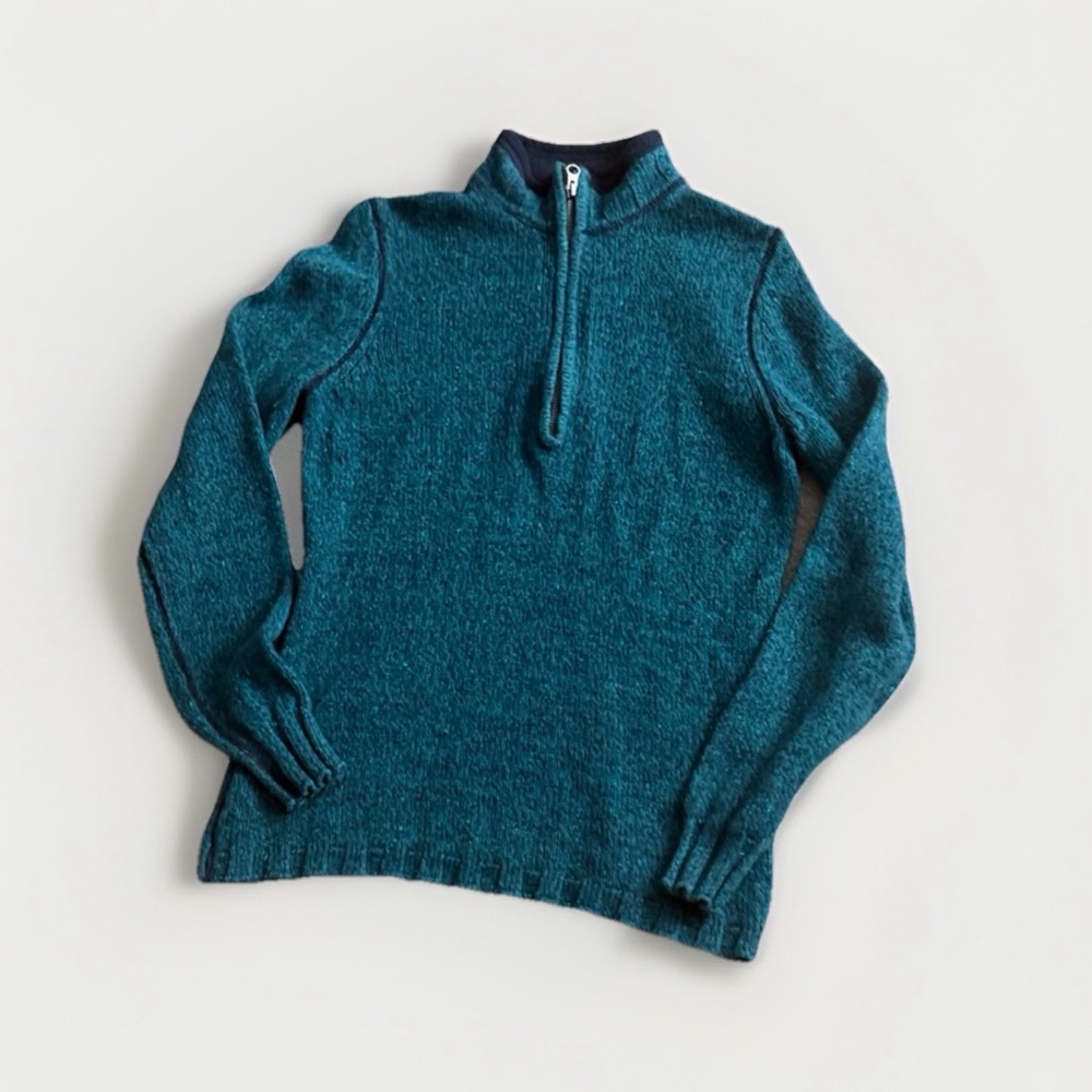 Woolrich‎ Teal Quarter Zip Sweater Women's Small Warm Knit Pullover Outdoor S